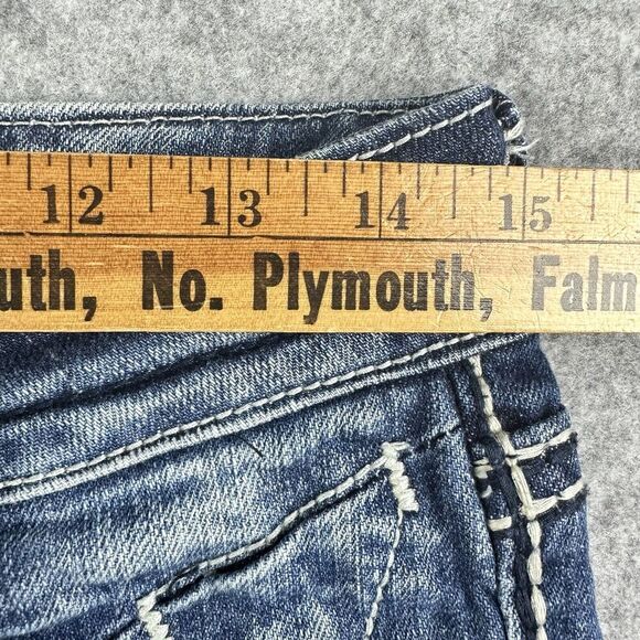 Vigoss Dublin Straight Jeans Womens 5 Low Rise Dark Wash Rhinestone Thick Stitch - Picture 10 of 16